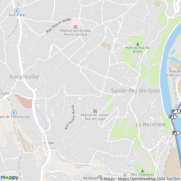 De kaart voor de stad Sainte-Foy-lès-Lyon 69110
