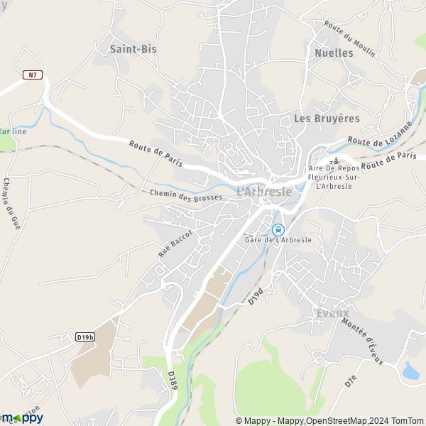 De kaart voor de stad L'Arbresle 69210