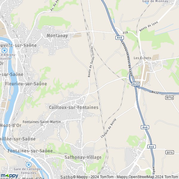 De kaart voor de stad Cailloux-sur-Fontaines 69270