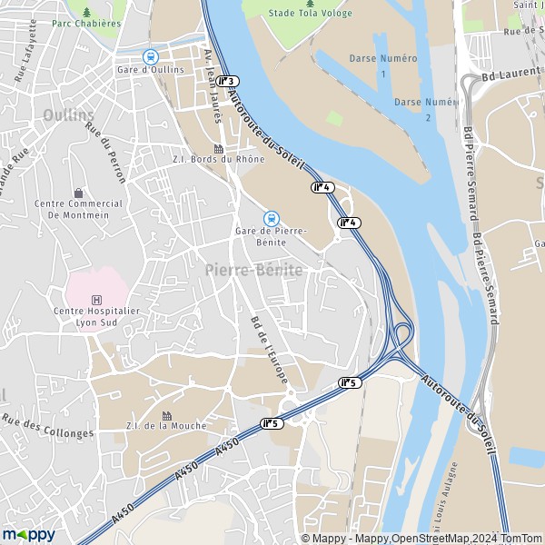 De kaart voor de stad Pierre-Bénite 69310