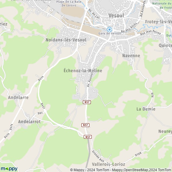 De kaart voor de stad Échenoz-la-Méline 70000