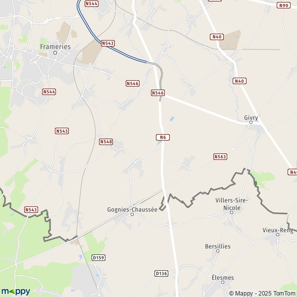 De kaart voor de stad 7022-7041 Quévy