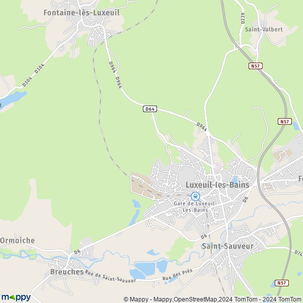 De kaart voor de stad Luxeuil-les-Bains 70300