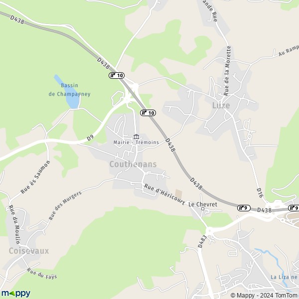 Plattegrond Couthenans kaart van Couthenans (70400) en praktische info