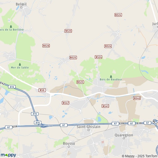 De kaart voor de stad 7050-7973 Saint-Ghislain