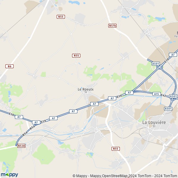 De kaart voor de stad 7070 Le Roeulx