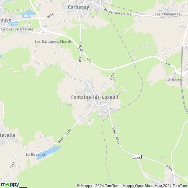 De kaart voor de stad Fontaine-lès-Luxeuil 70800