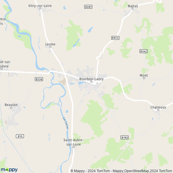 De kaart voor de stad Bourbon-Lancy 71140