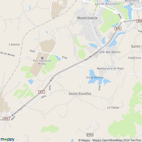 De kaart voor de stad Saint-Eusèbe 71210
