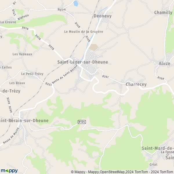 De kaart voor de stad Saint-Léger-sur-Dheune 71510