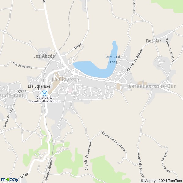 De kaart voor de stad La Clayette 71800