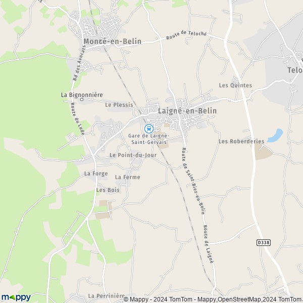 De kaart voor de stad Laigné-en-Belin 72220