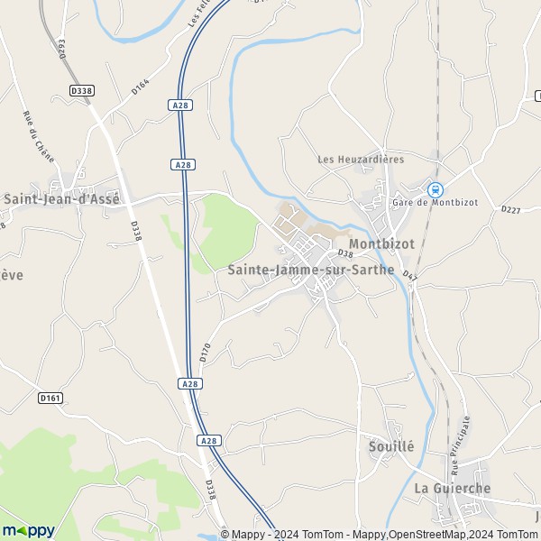 De kaart voor de stad Sainte-Jamme-sur-Sarthe 72380