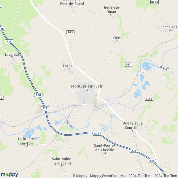 De kaart voor de stad Vouvray-sur-Loir, 72500 Montval-sur-Loir
