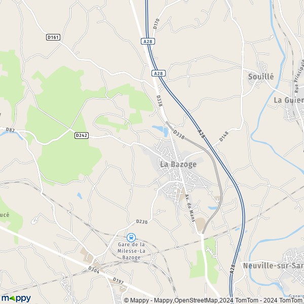 De kaart voor de stad La Bazoge 72650