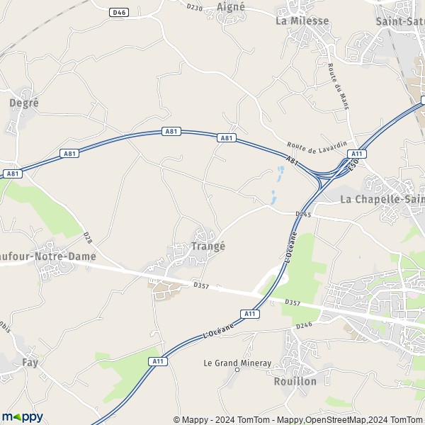 De kaart voor de stad Trangé 72650
