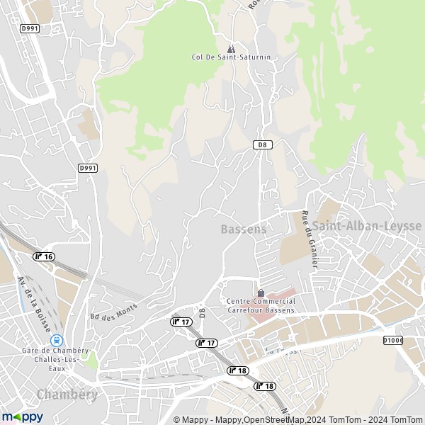 De kaart voor de stad Bassens 73000