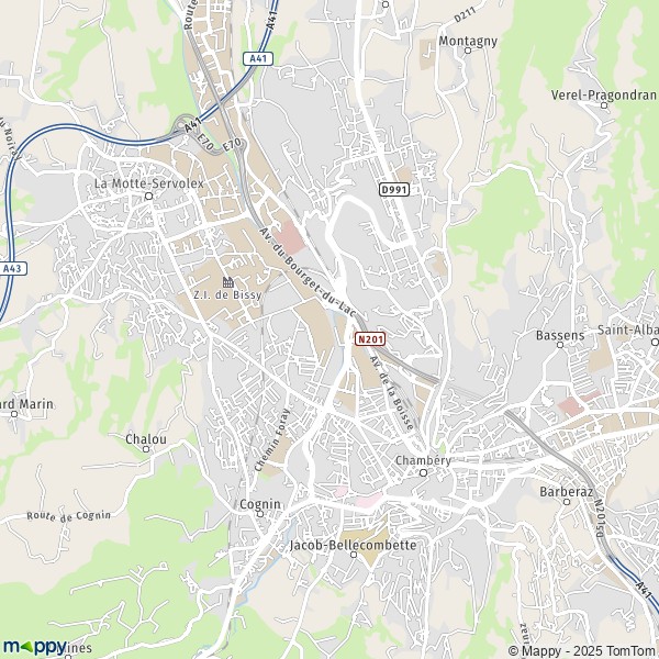 De kaart voor de stad Chambéry 73000