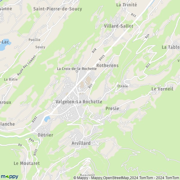 De kaart voor de stad Valgelon-La Rochette 73110