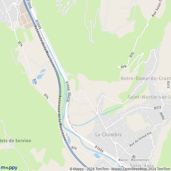 De kaart voor de stad La Chambre 73130