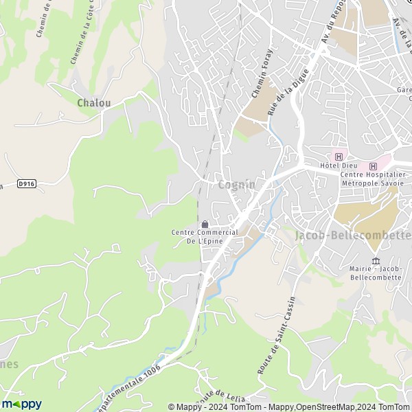 De kaart voor de stad Cognin 73160