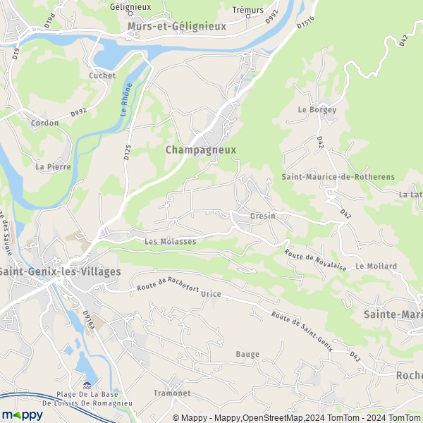 De kaart voor de stad Saint-Genix-sur-Guiers, 73240 Saint-Genix-les-Villages