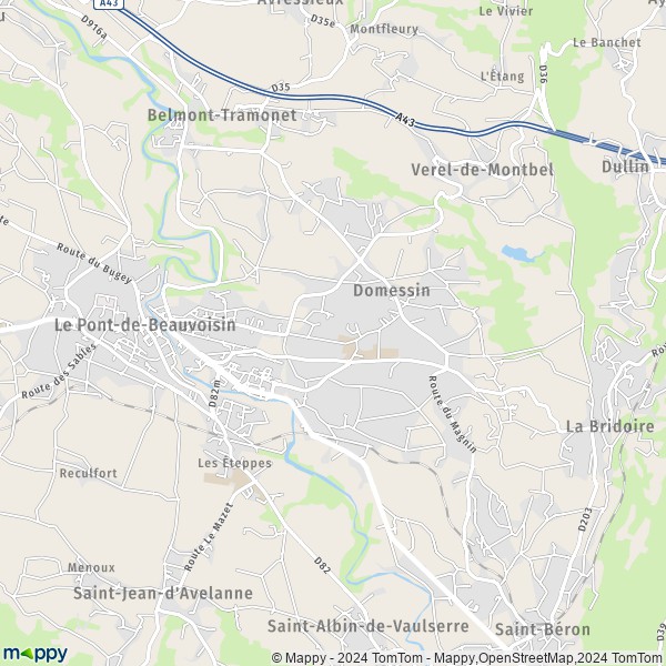 De kaart voor de stad Domessin 73330