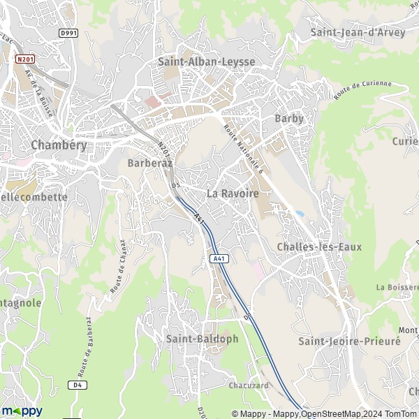 De kaart voor de stad La Ravoire 73490