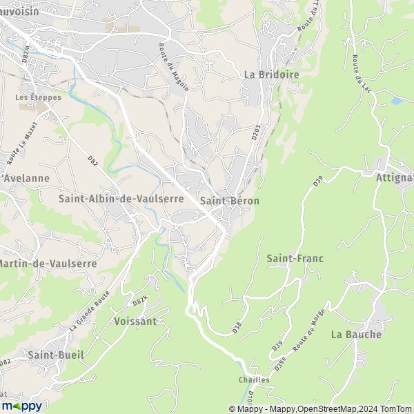 De kaart voor de stad Saint-Béron 73520