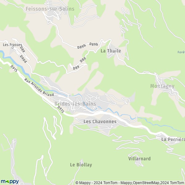 De kaart voor de stad Brides-les-Bains 73570