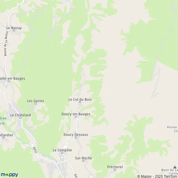 Plattegrond DoucyenBauges kaart van DoucyenBauges (73630) en