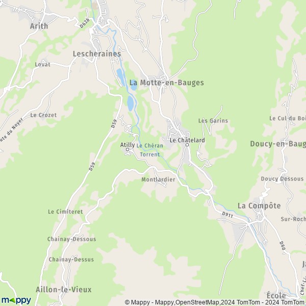 De kaart voor de stad Le Châtelard 73630