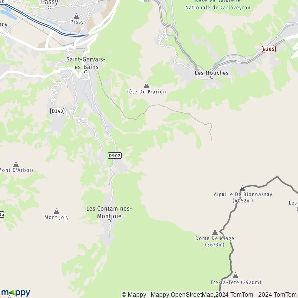 De kaart voor de stad Saint-Gervais-les-Bains 74170