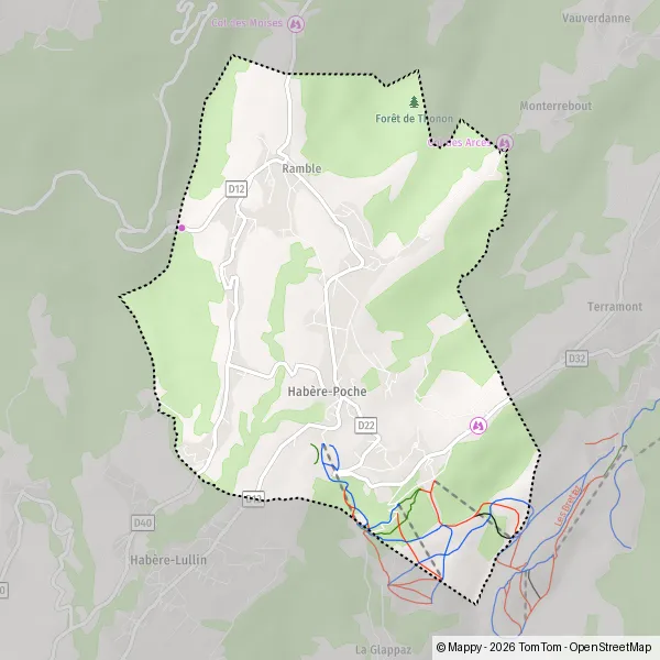 De kaart voor de stad Habère-Poche 74420