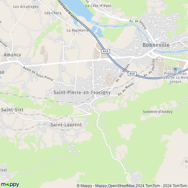 De kaart voor de stad Saint-Pierre-en-Faucigny 74800