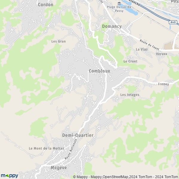 De kaart voor de stad Combloux 74920