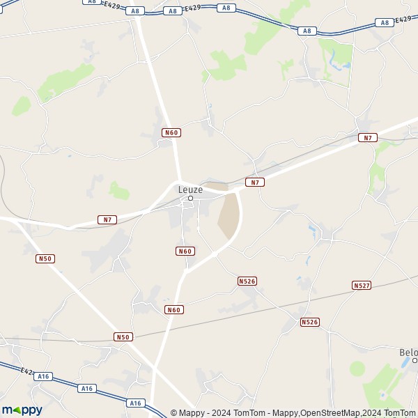 De kaart voor de stad 7534-7906 Leuze-en-Hainaut