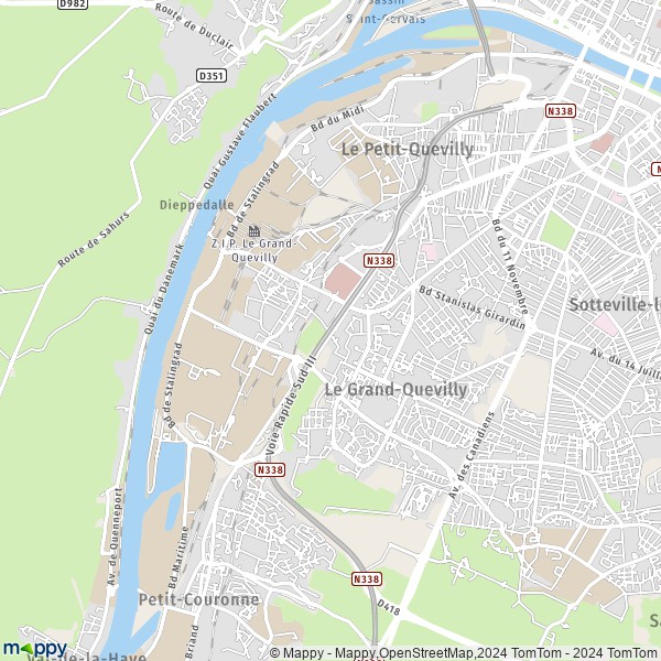 De kaart voor de stad Le Grand-Quevilly 76120