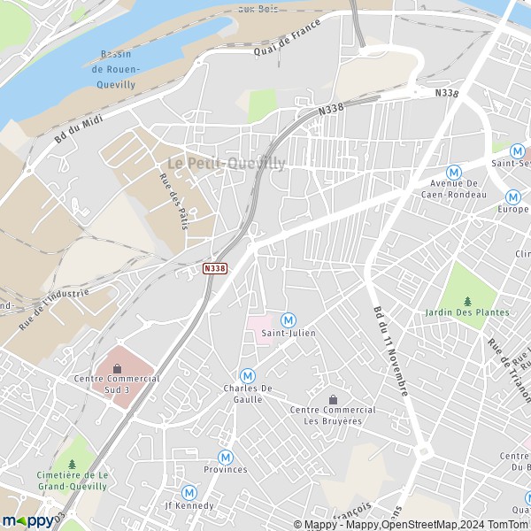 De kaart voor de stad Le Petit-Quevilly 76140
