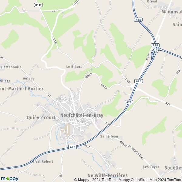 De kaart voor de stad Neufchâtel-en-Bray 76270