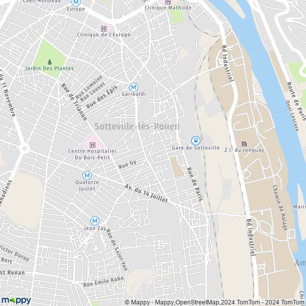 De kaart voor de stad Sotteville-lès-Rouen 76300