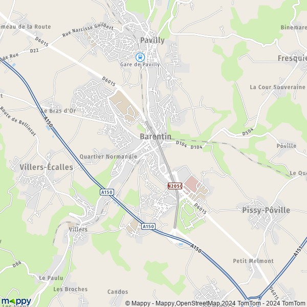 De kaart voor de stad Barentin 76360