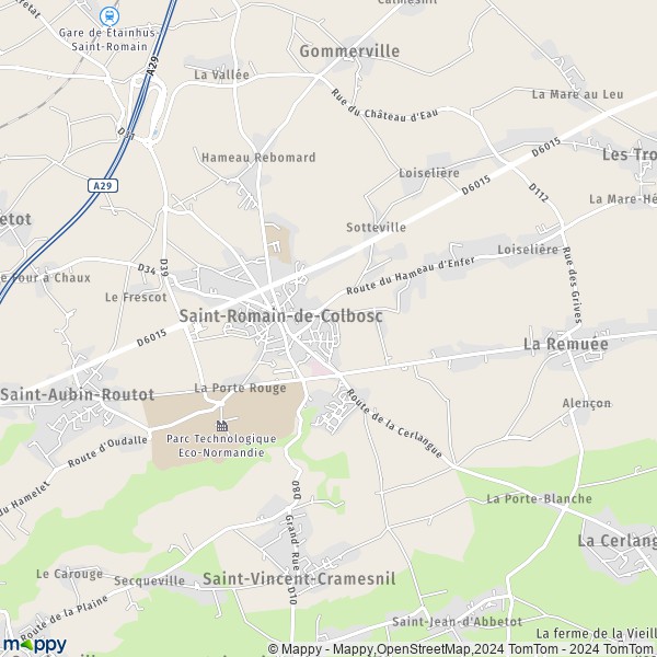 De kaart voor de stad Saint-Romain-de-Colbosc 76430