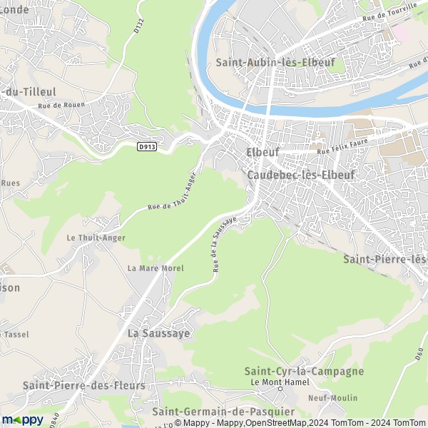 De kaart voor de stad Elbeuf 76500