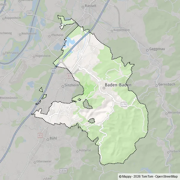 Plattegrond Baden-Baden : kaart van Baden-Baden (76530) en praktische info