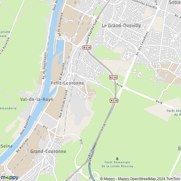 De kaart voor de stad Petit-Couronne 76650