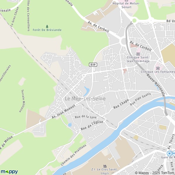 De kaart voor de stad Le Mée-sur-Seine 77350