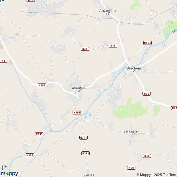 De kaart voor de stad 7760-8583 Avelgem