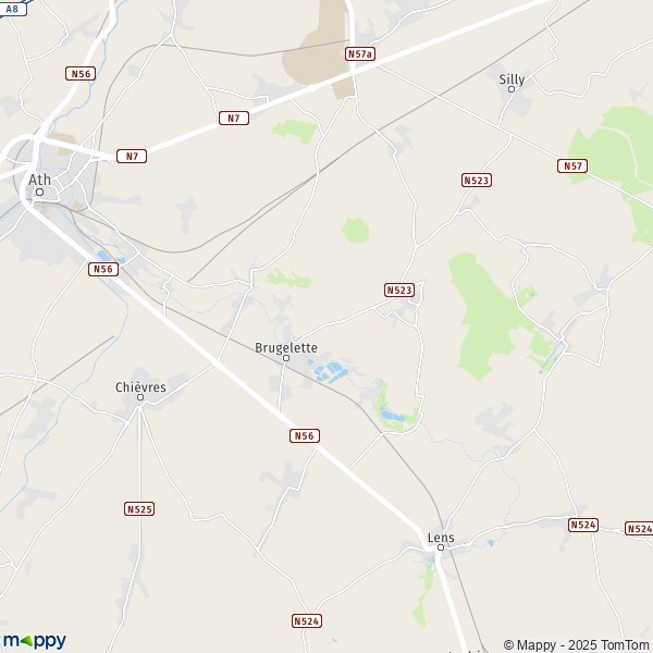 De kaart voor de stad 7811-7943 Brugelette