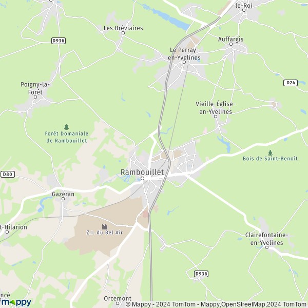 De kaart voor de stad Rambouillet 78120